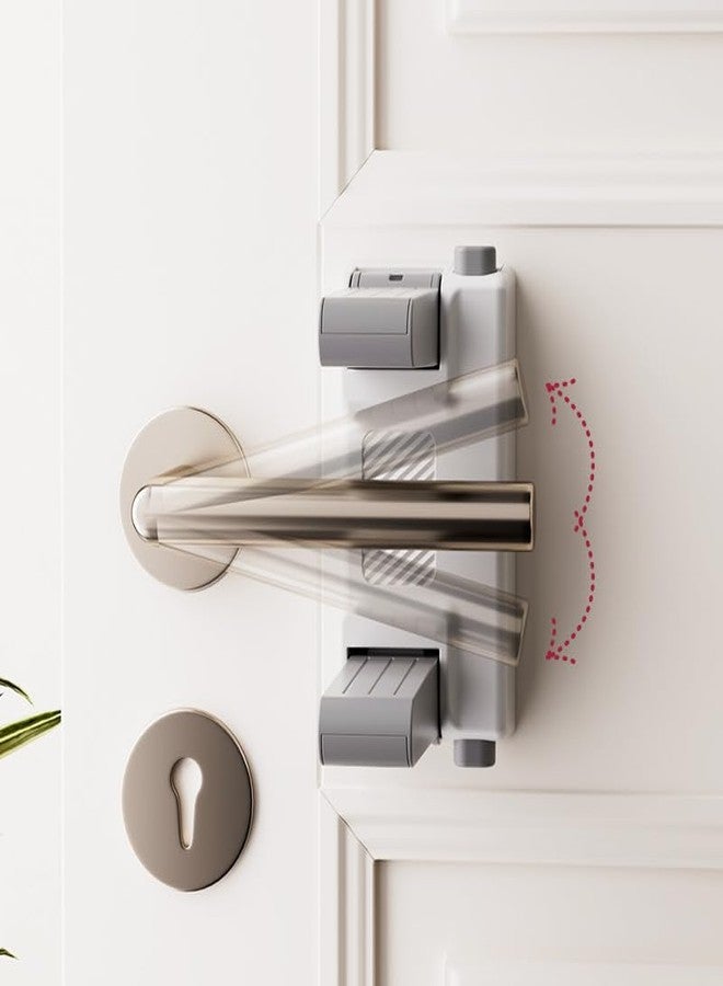 YEYA Upgrade Child Safety Door Handle Lock, White Universal Fit Lever Locks with Stong 3M Adhesive Backing, 2-Pack Toddler Proof Safety Locks for Indoor Doors, Dual-Button Security & Easy Installation - Image 4
